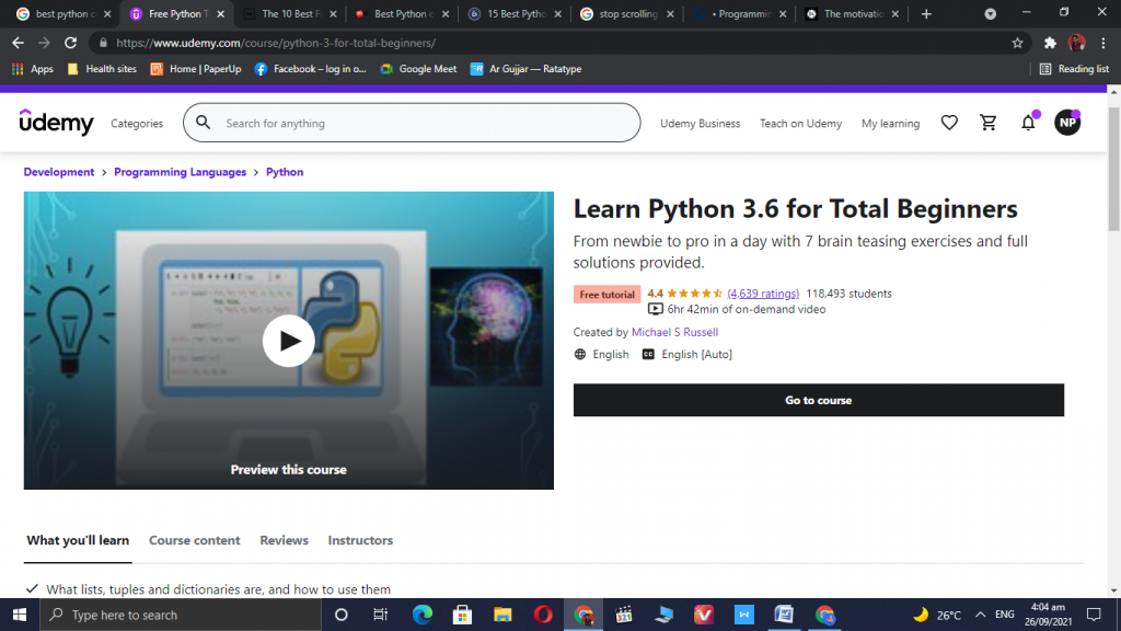 Learn Python 3.6 for Total Beginners