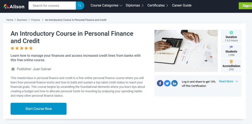 PERSONAL FINANCE Course